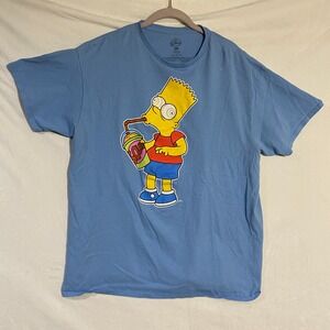 The Simpsons Bart Simpson Squishee Graphic T-Shirt Blue Mens XL Matt Groening